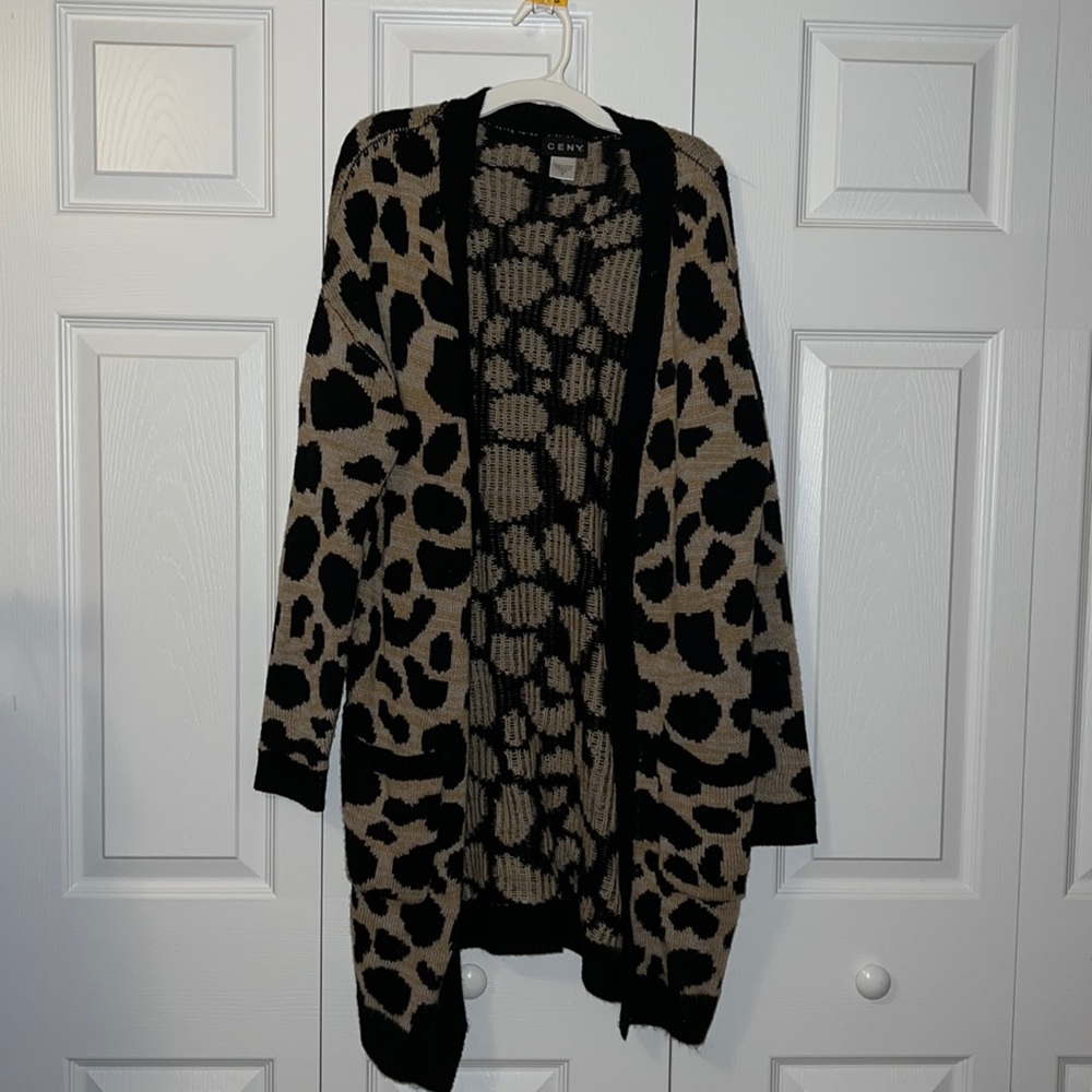 Leopard print mid-length cardigan